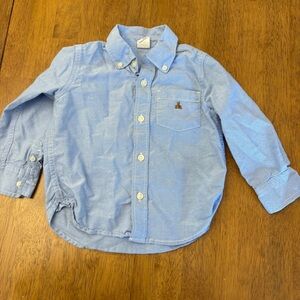 Happy Baby Boys Toddler 3T Blue Kids Button-Up Shirt with Bear logo